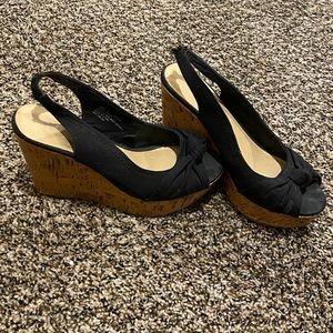 Black wedge sandals